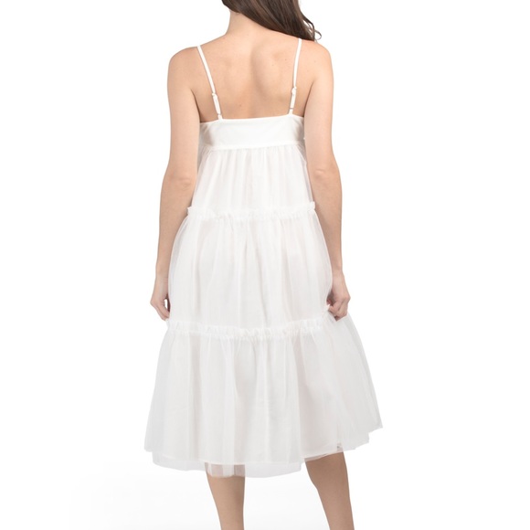 ENGLISH FACTORY WHITE TULLE MIDI DRESS SIZE XS NWT - Picture 2 of 7